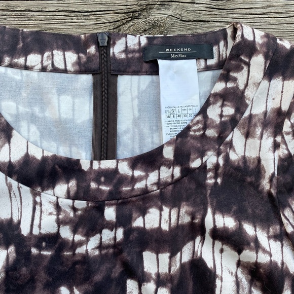 MAX MARA WEEKEND Galea Abstract Print Shift Dress Brown | Women’s Size 8 - Picture 4 of 7